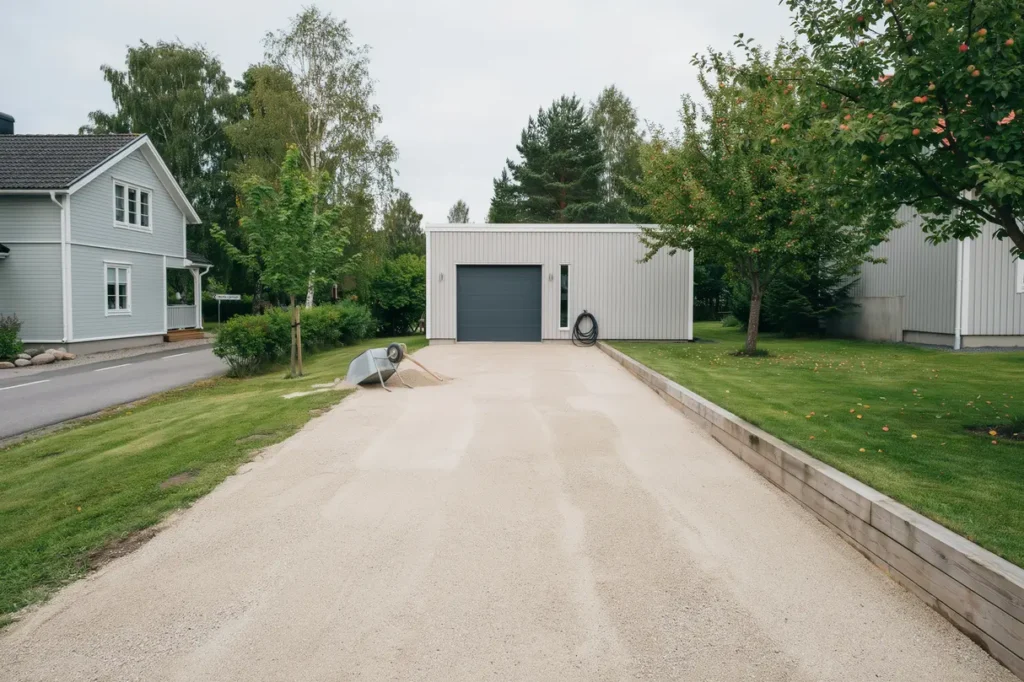markarbete och f rberedelse f r garageuppfart i munka ljungby